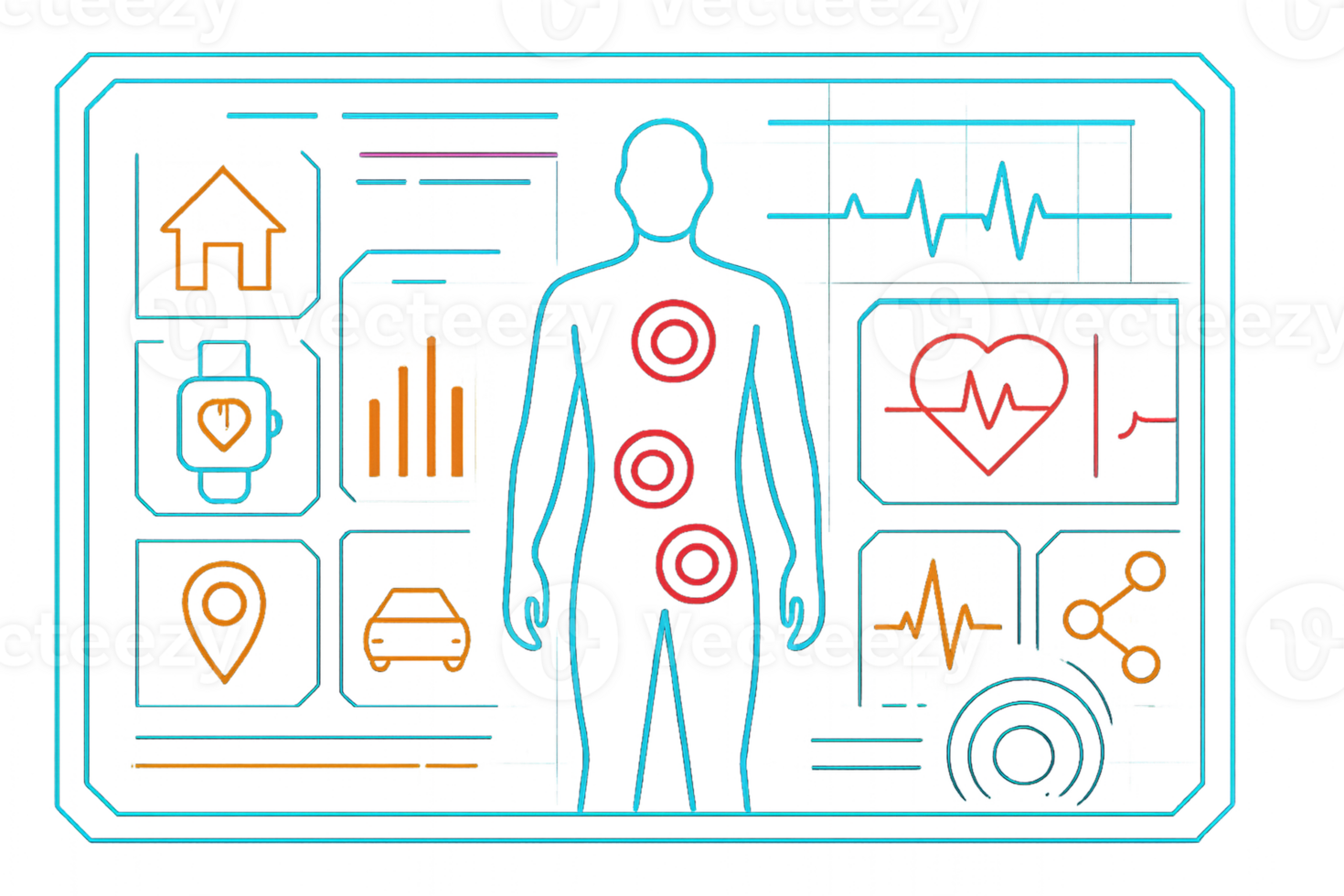 Colorful Medical HUD Display Design for Health Monitoring System png