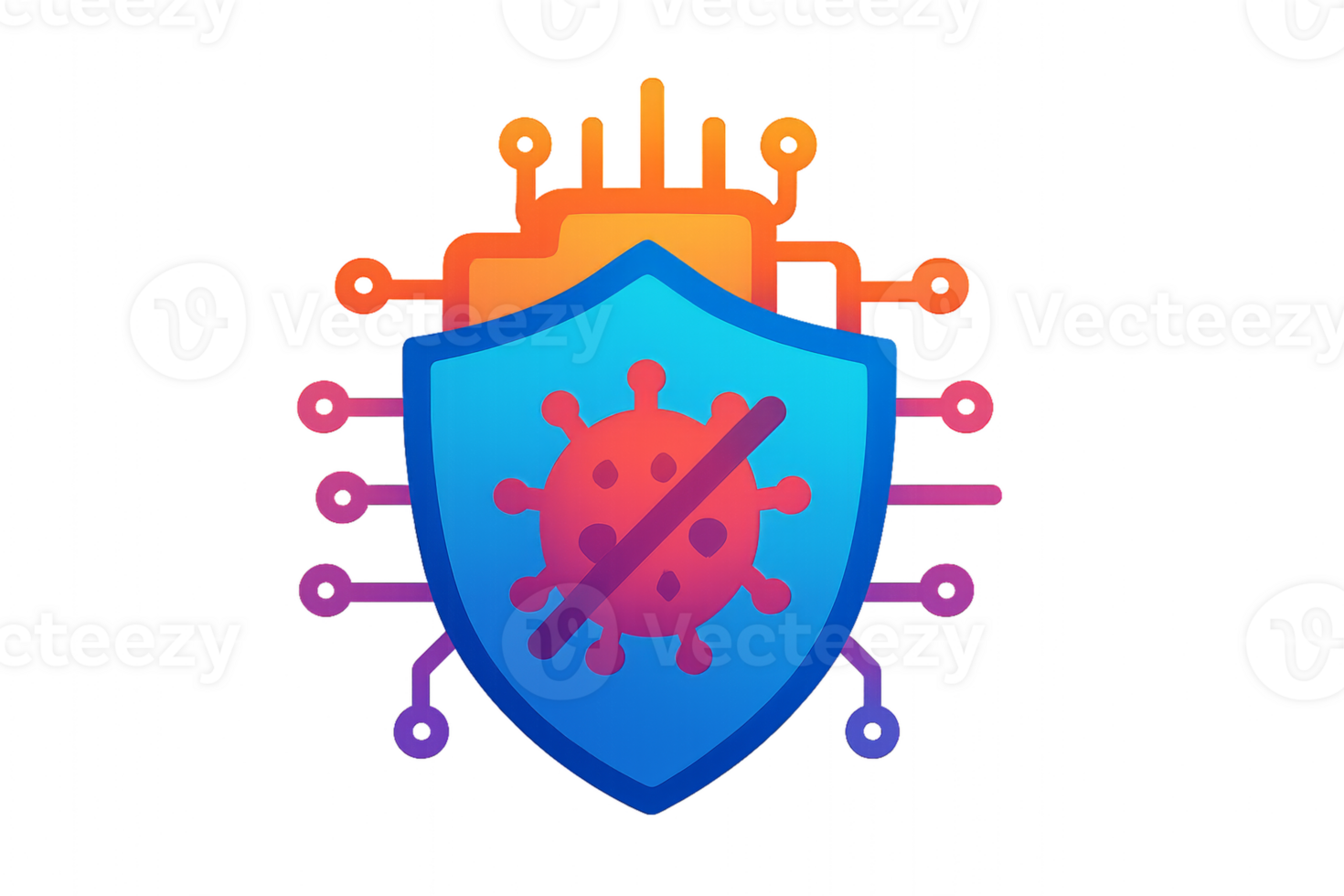 Colorful Icon of Virus Protection with Shield and Circuit Elements png