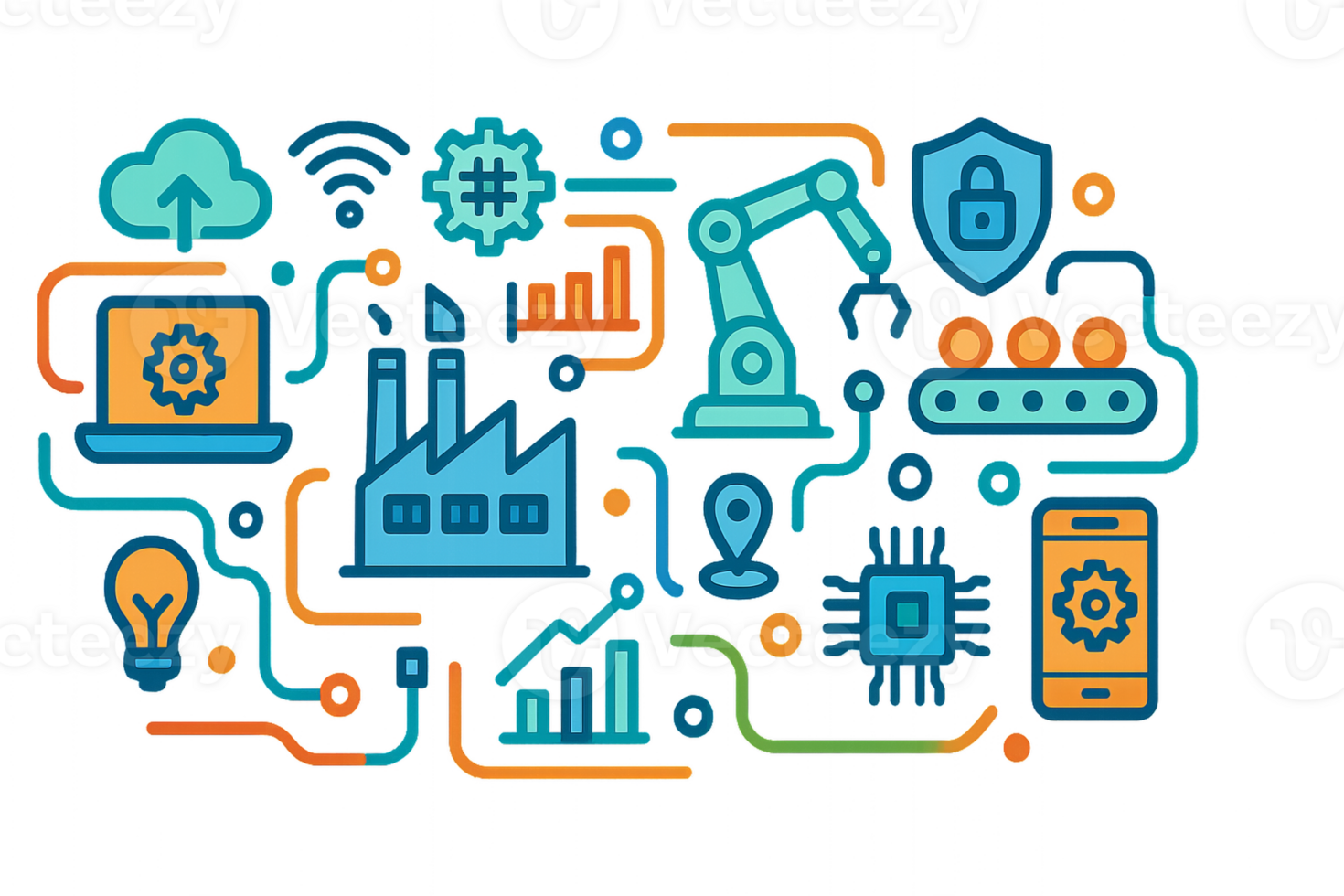 Modern Technology Icons with Simple Lines for Digital Design png