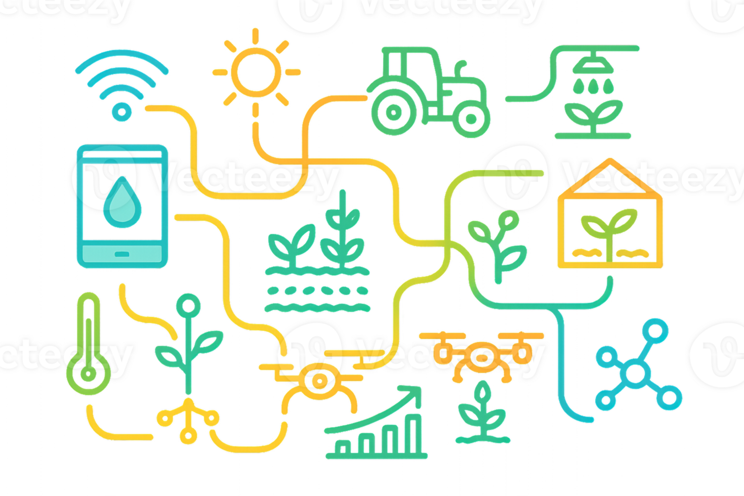 Smart Farm Technology Icons and Illustrations for Agriculture Innovation png