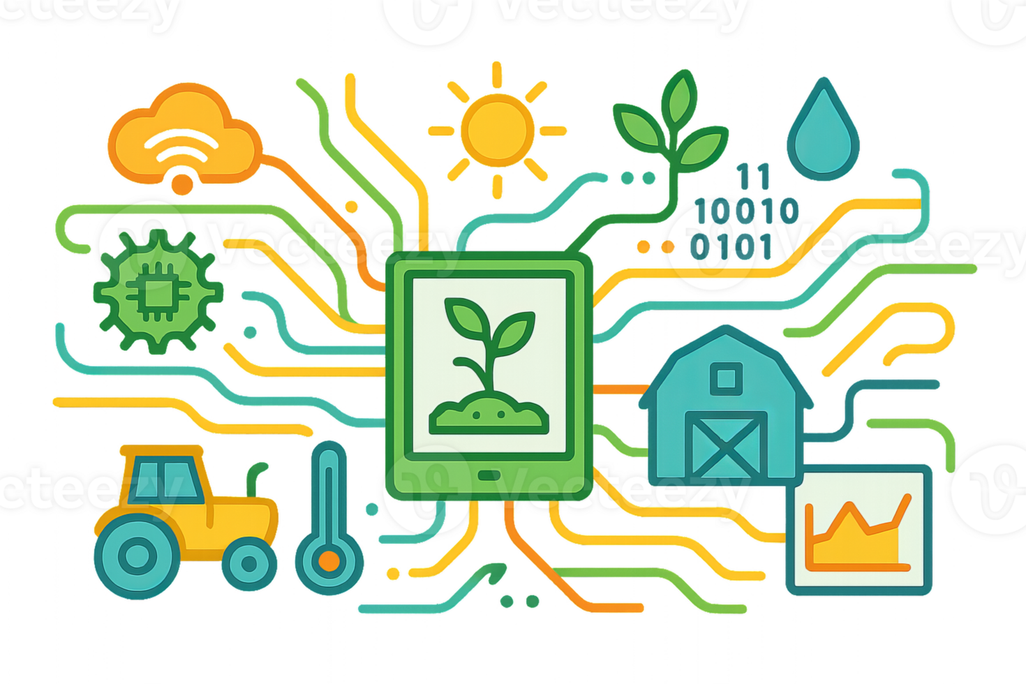 Smart Farm Technology Icons for Modern Agriculture Innovation png