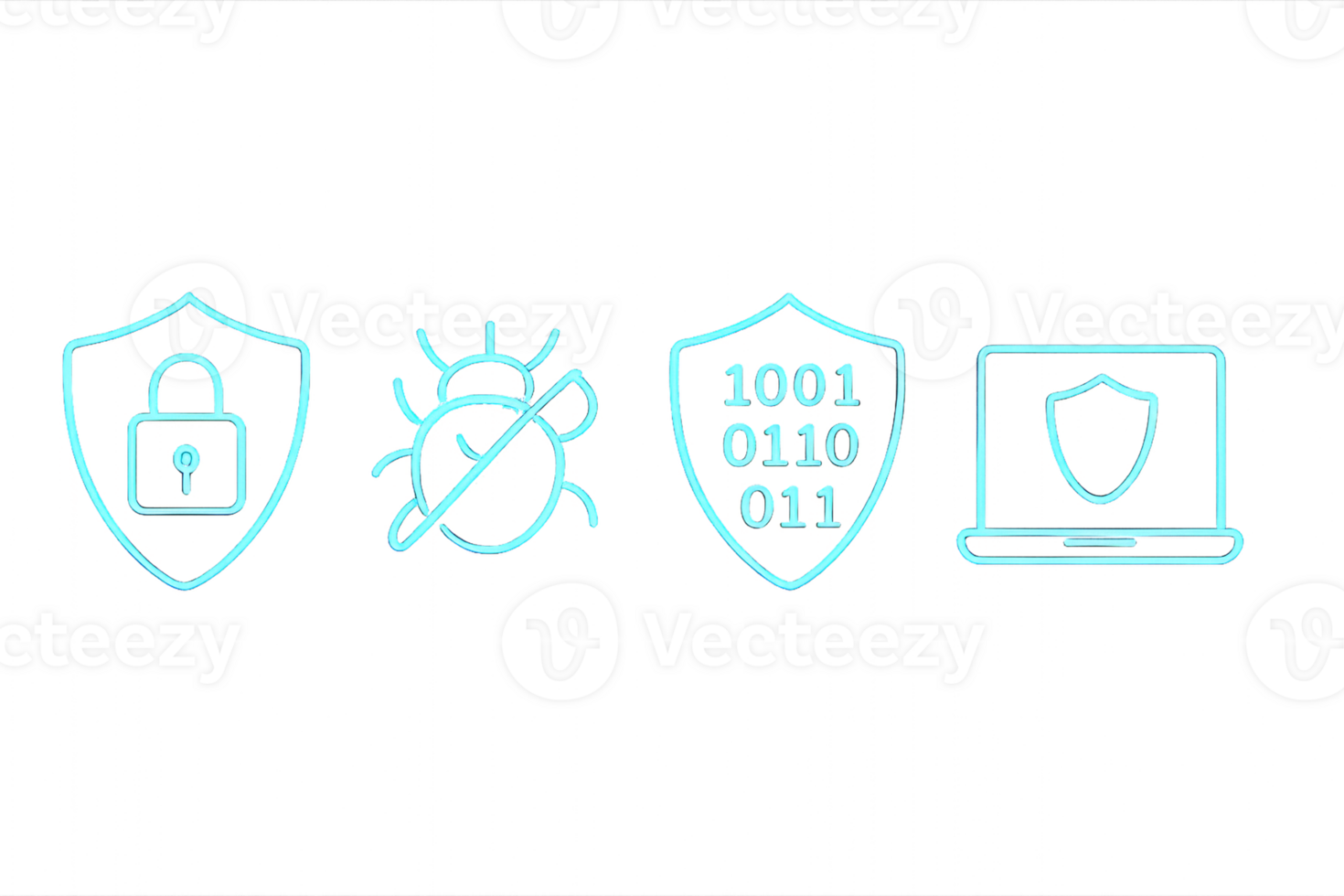 Icons for Virus Protection and Cybersecurity Simple Design Concept png