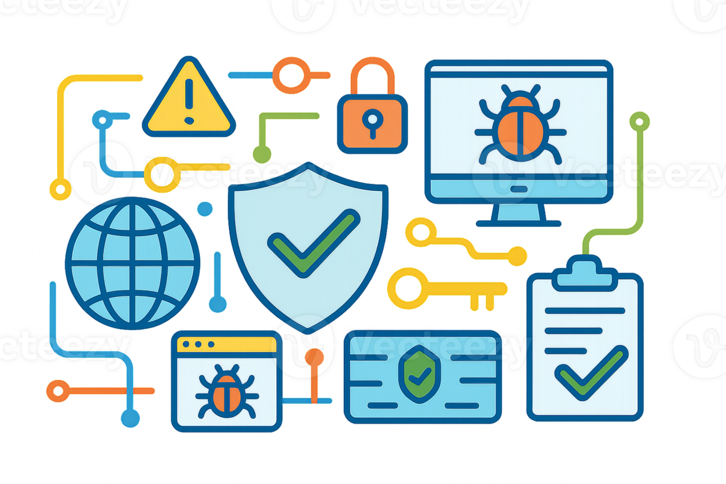 Digital Virus Protection and Simple Security Concepts Visualized png