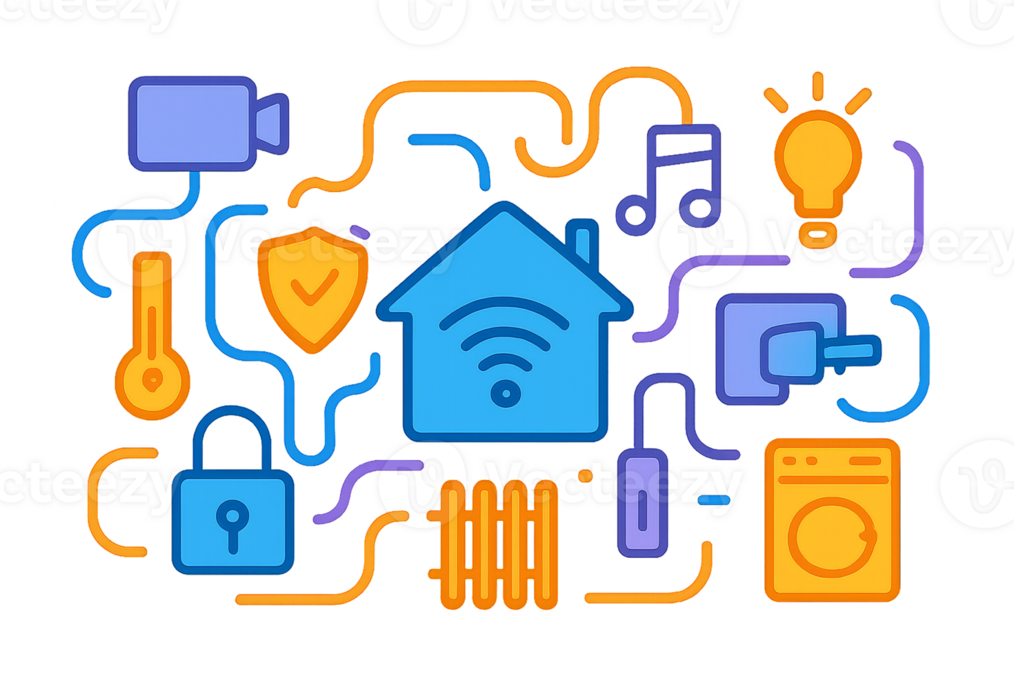 Colorful Icons Representing Smart Home Technology and Devices png