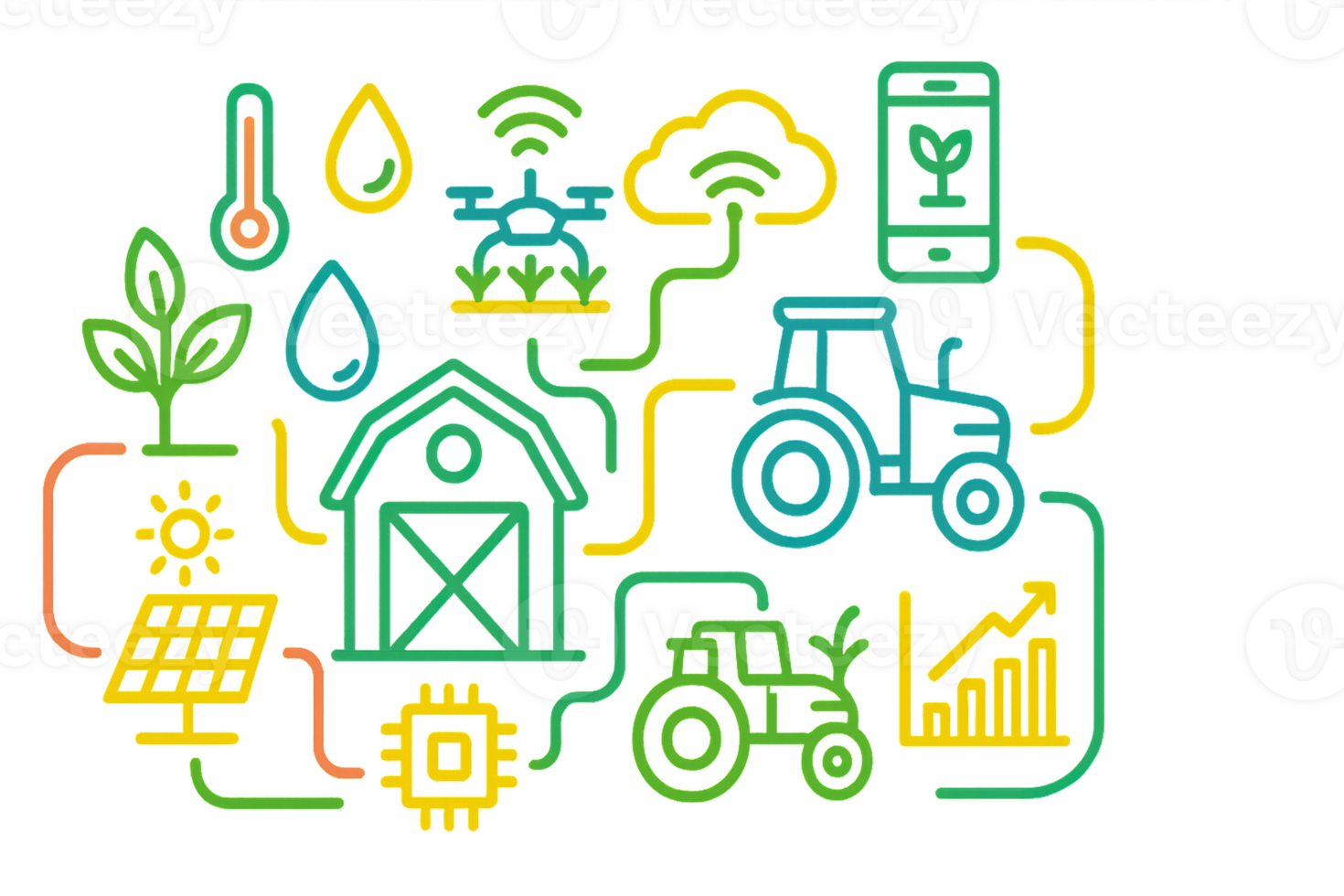 Smart Farming Technology Concept with Icons and Illustrations png