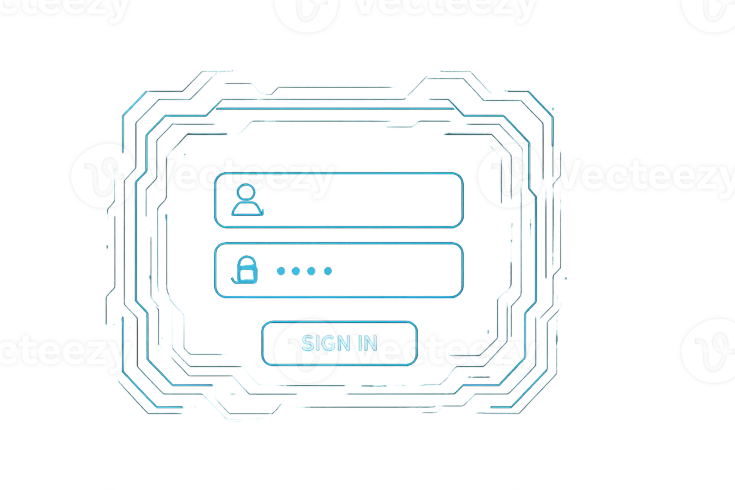 Futuristic Login Interface with Simple HUD Design for Users png