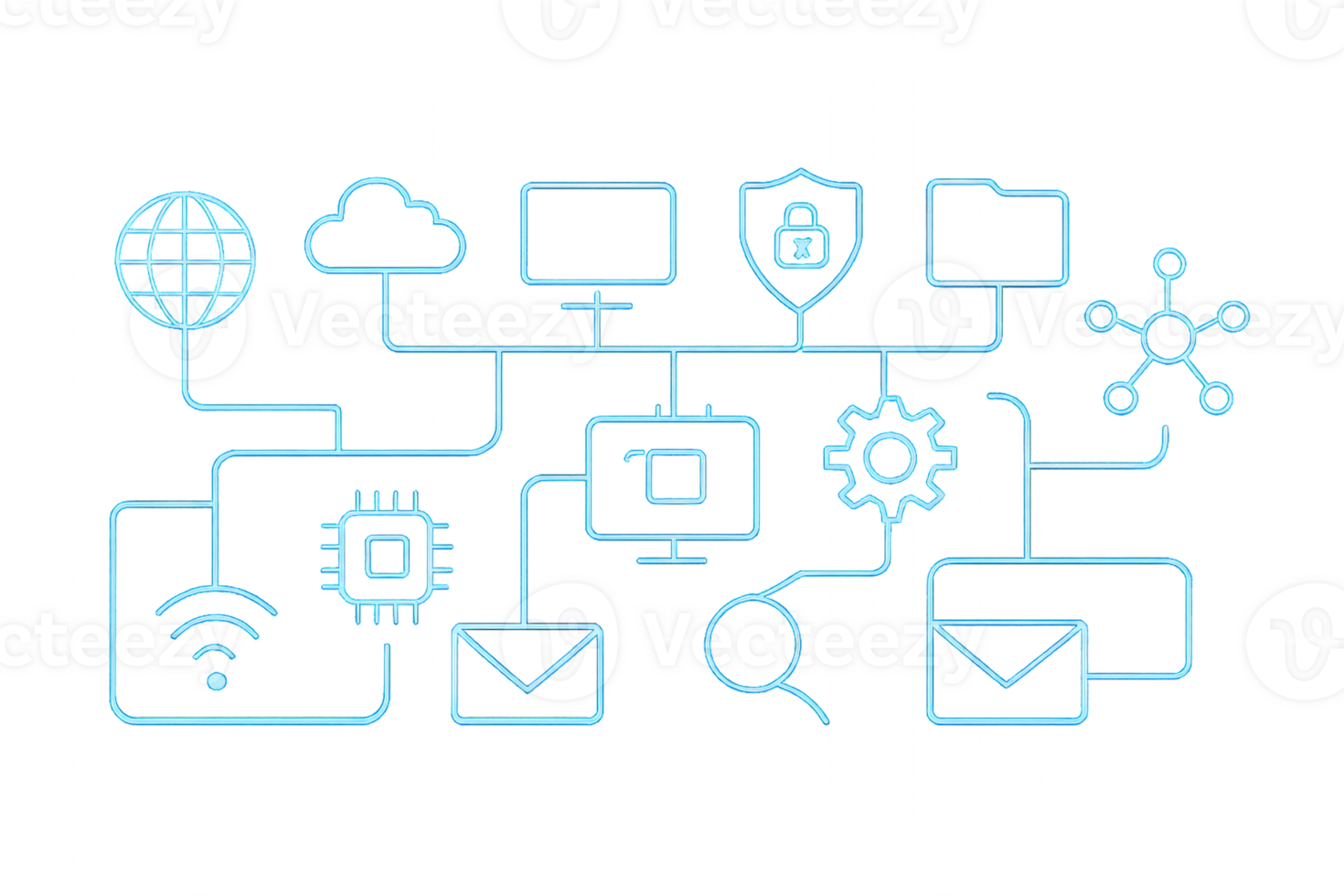 Modern Blue Tech Lines Representing Digital Communication Concepts png