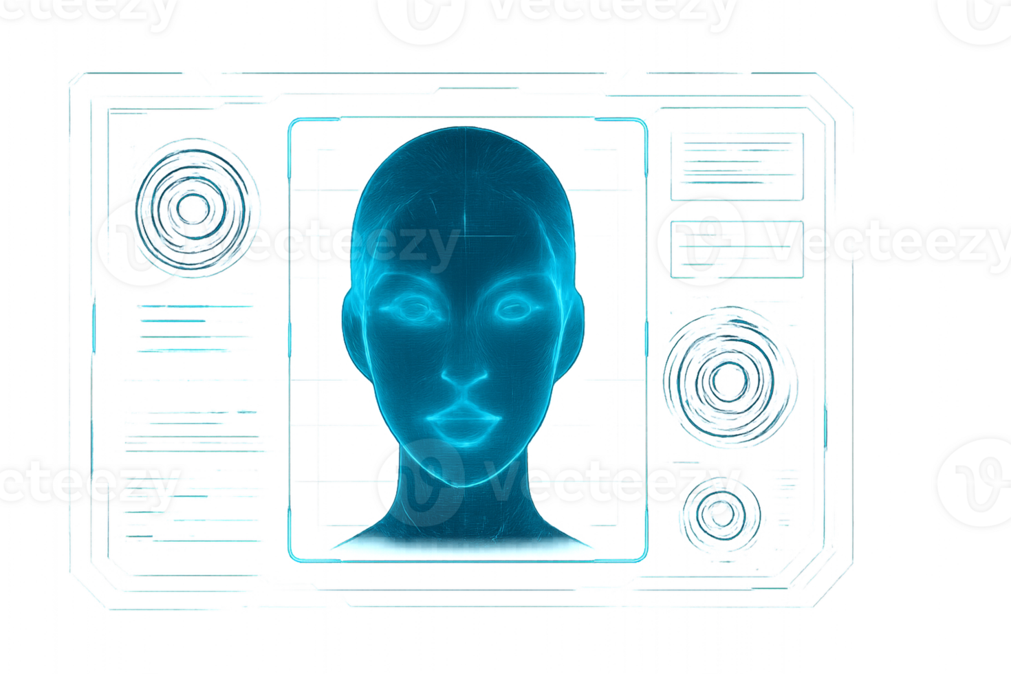 Futuristic Face Scan Technology Interface with Neon Glow Effect png