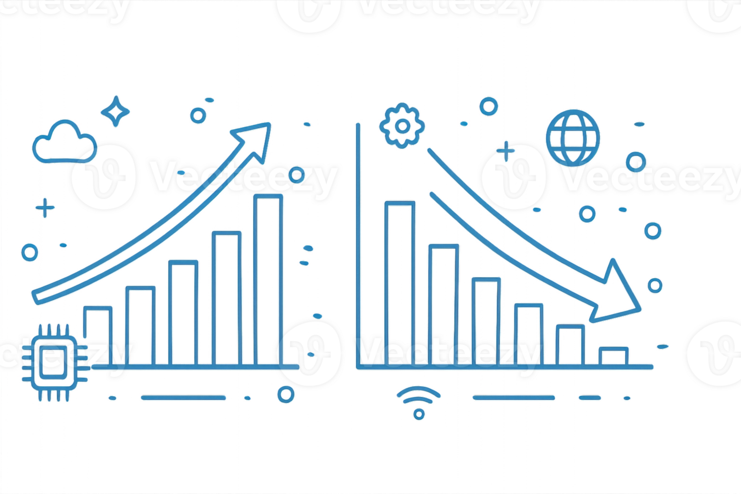 Futuristic Tech Design with Graphs and Digital Elements for Growth png