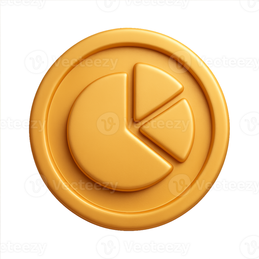 3D Business Coin with Analytics and Pie Chart Design Elements png