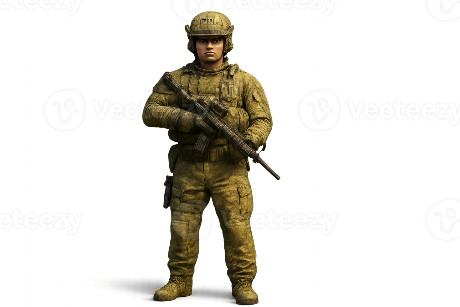 Modern Soldier in Stance with Weapon Ready for Action png