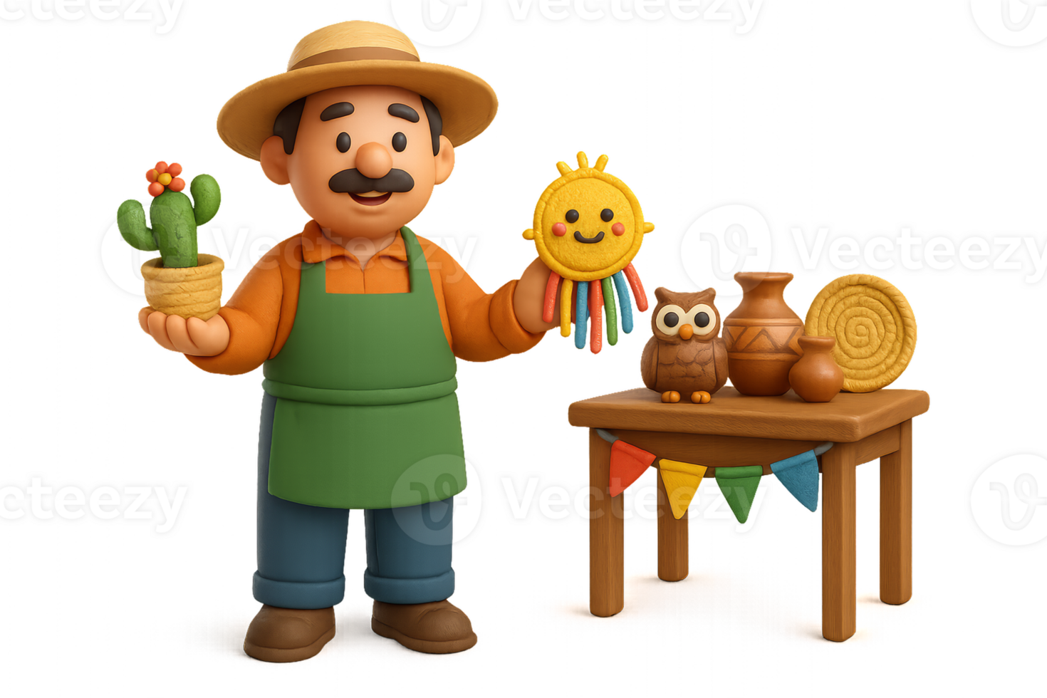 Charming Craft Vendor Displaying Handmade Items and Decorations png