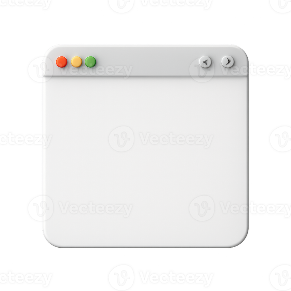 Simple 3D Transparent Browser Window with Colorful Buttons png