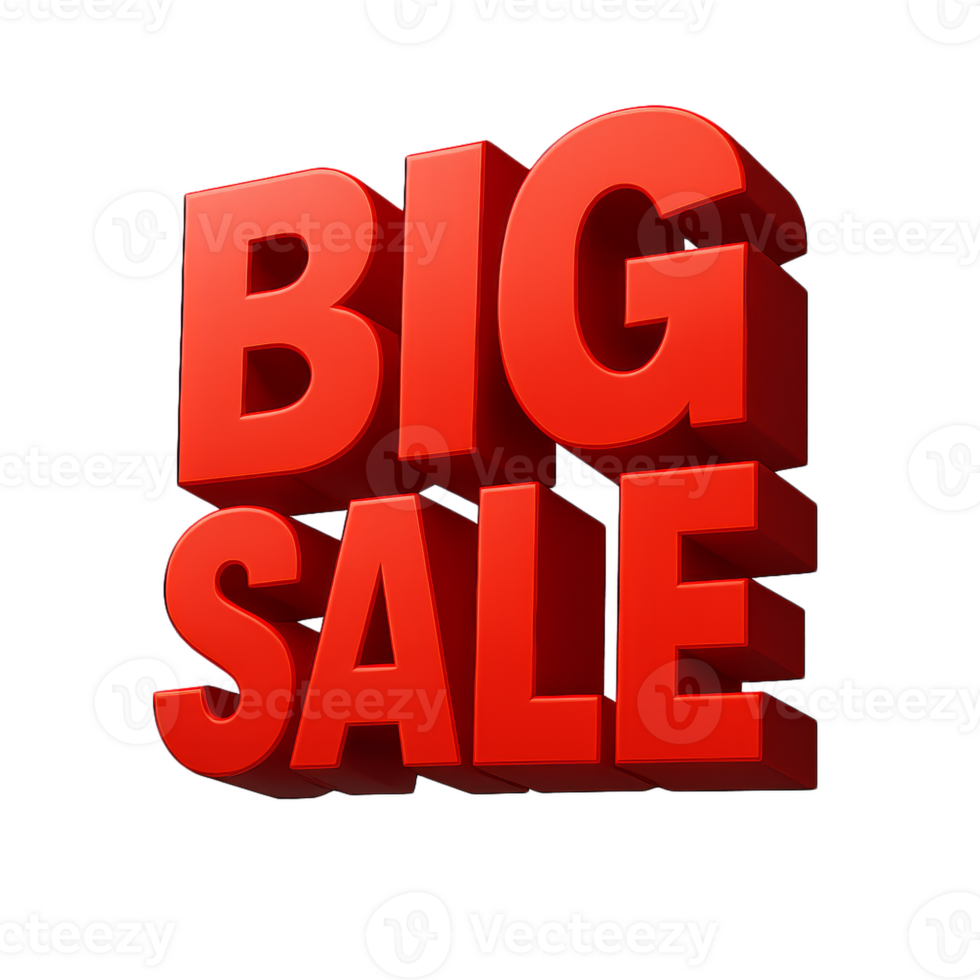 Bold Big Sale Sign with Dynamic 3D Design for Promotional Material png