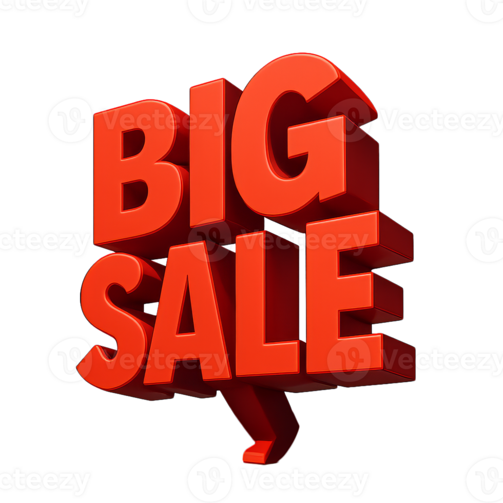Dynamic Big Sale Sign with Bold Red Letters on a Simple Background png