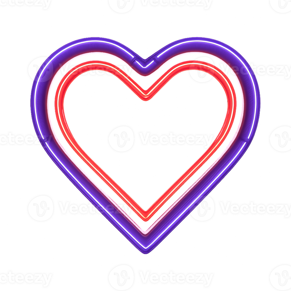 Neon Heart Design with Futuristic Elements and Vibrant Colors png