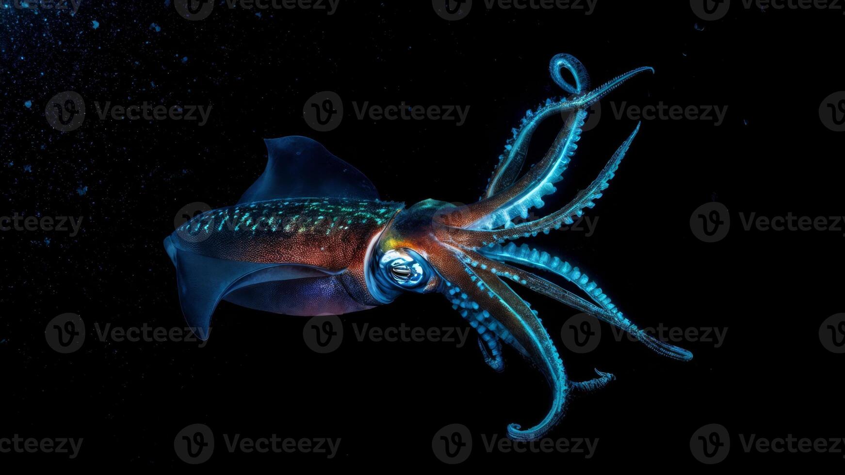 Giant Squid Encounter Deep Sea Phantom in the Midwater photo