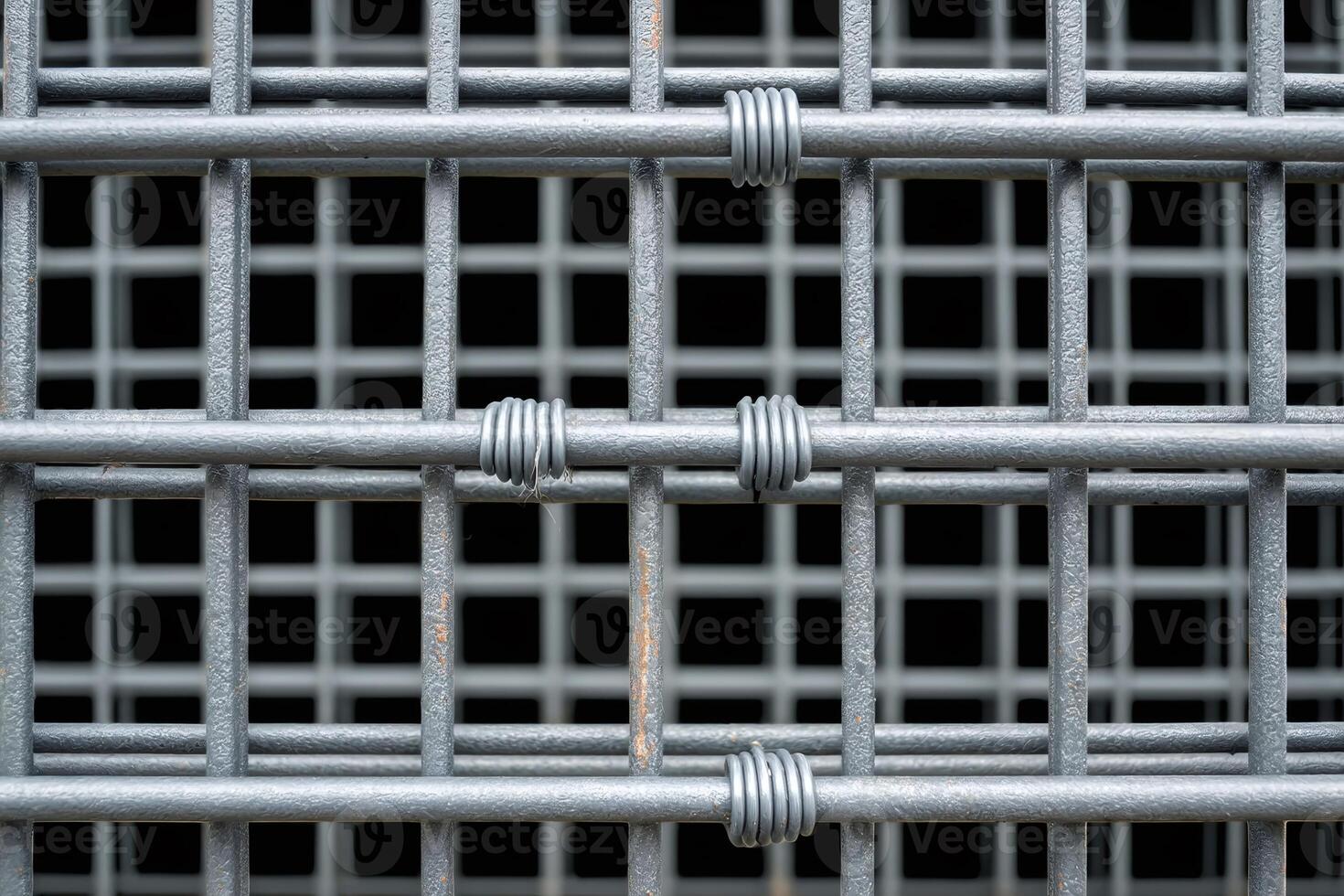 Close up of metal grid wire mesh, creating strong and secure barrier photo