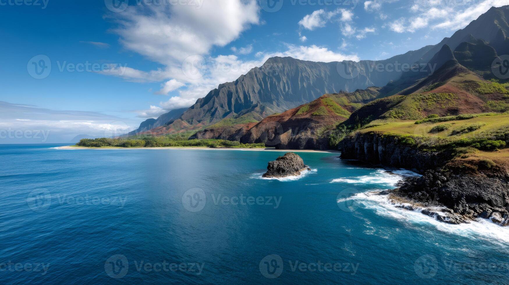 Stunning na pali coast state wilderness park kauai hawaii showing ocean and cliffs photo