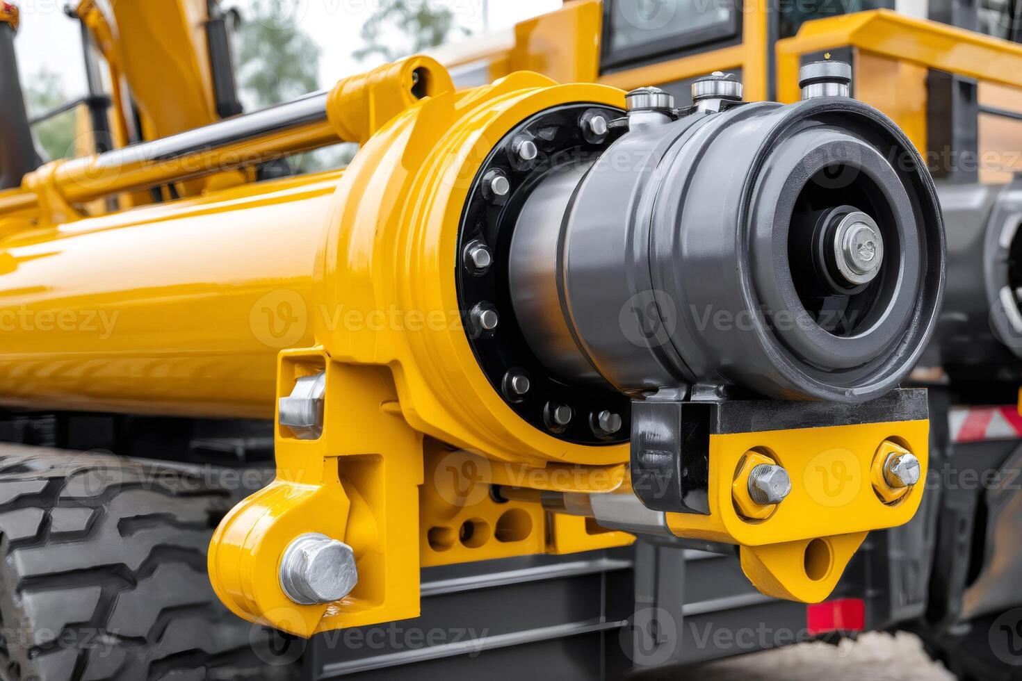 Hydraulic piston system of lifting crane performing a function photo