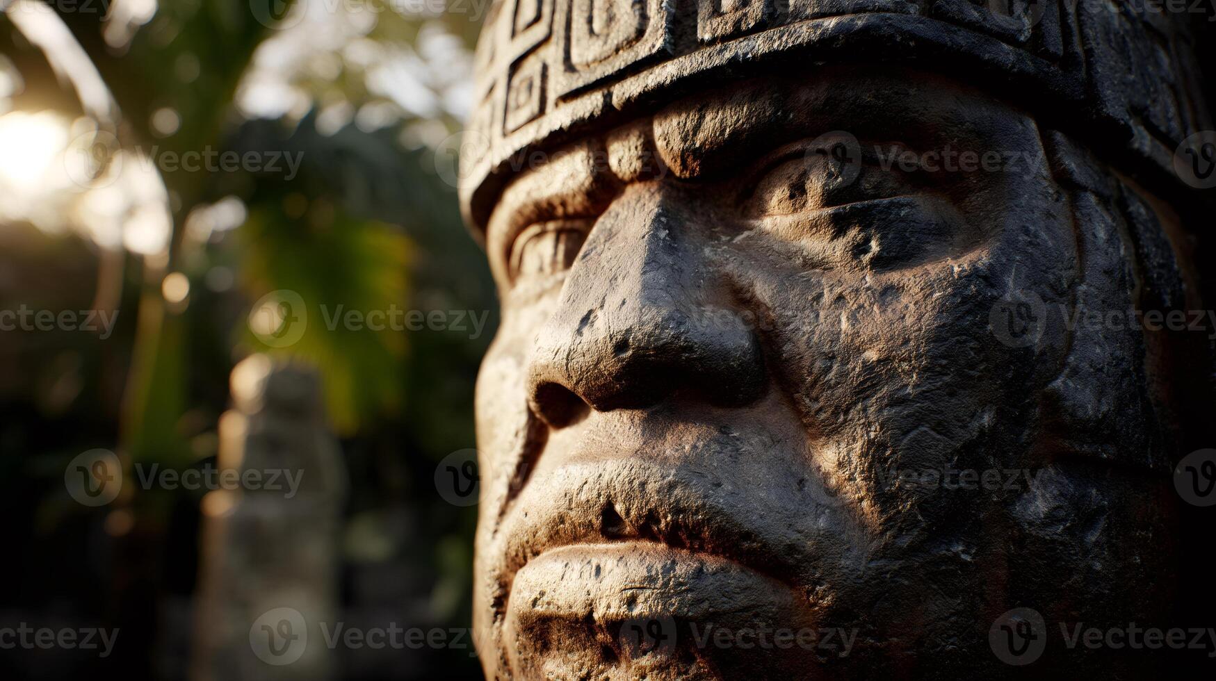 Majestic olmec head sculpting conveying ancient history and culture photo