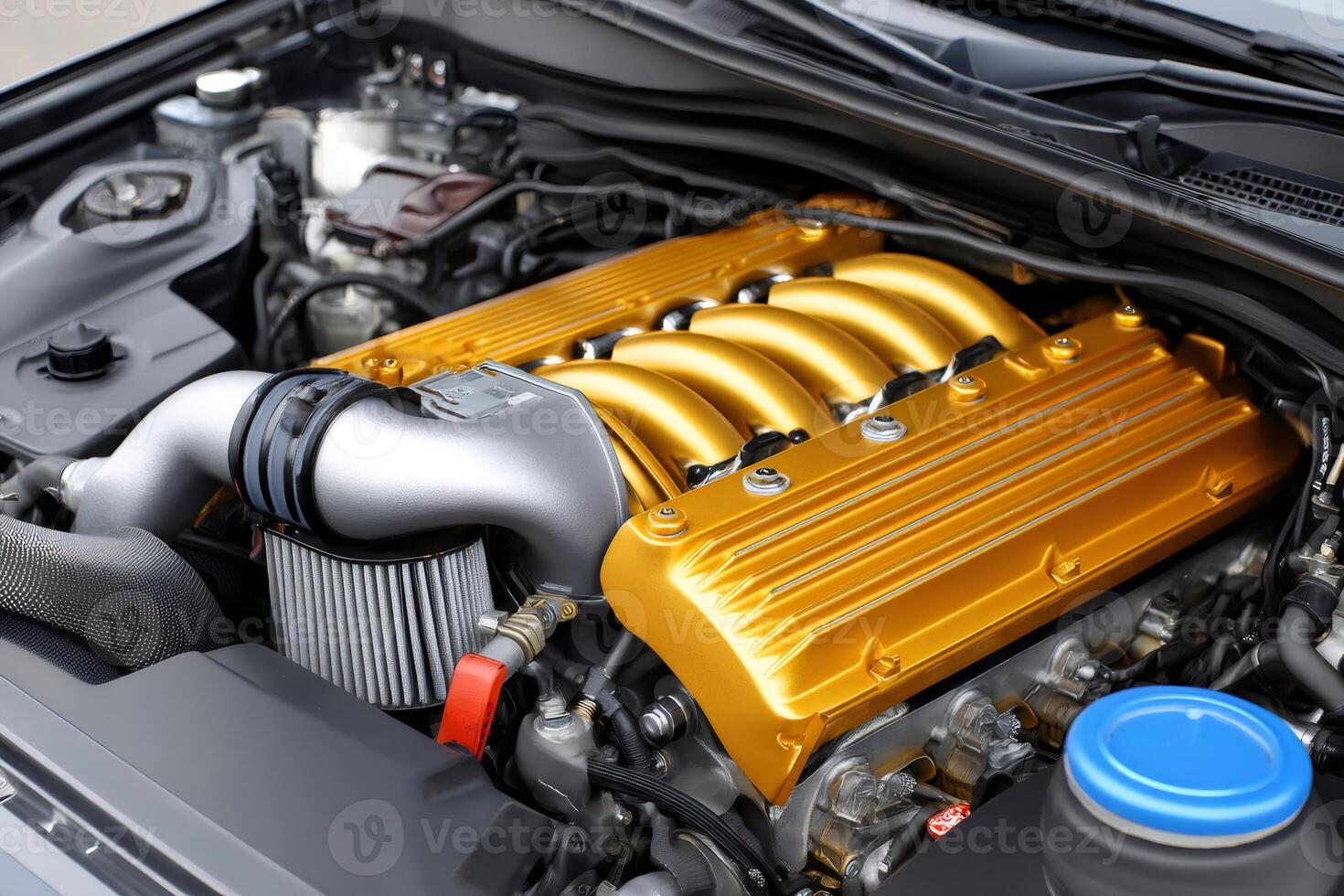 Powerful golden engine showing its performance potential photo