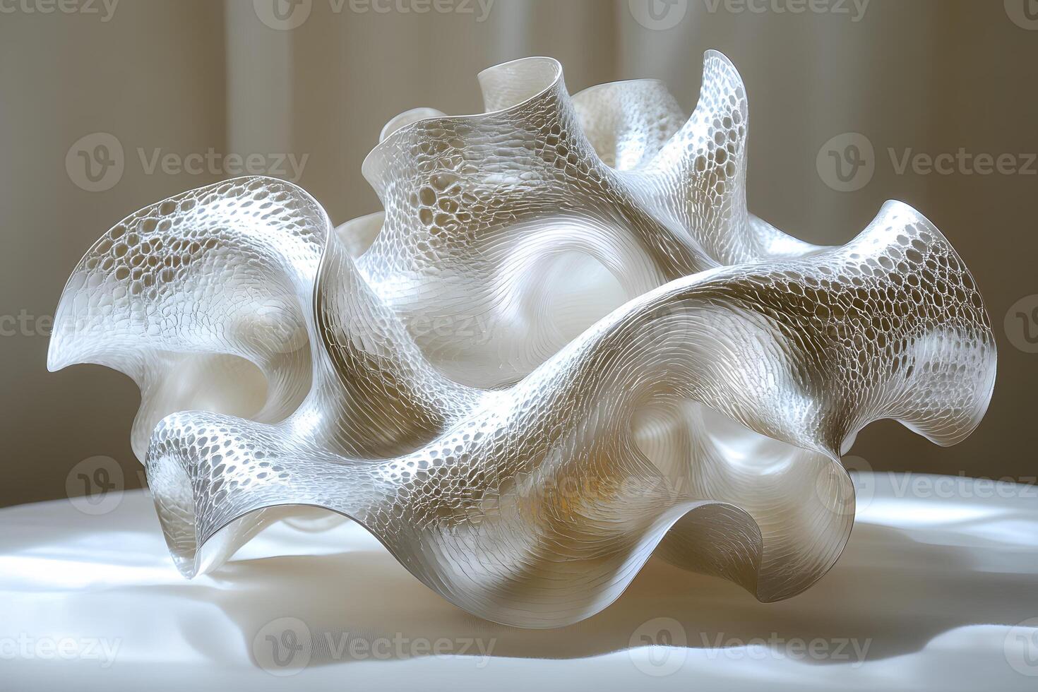 Elegant Abstract Sculpture with Intricate Textures and Flowing Organic Forms for Modern Art Design photo