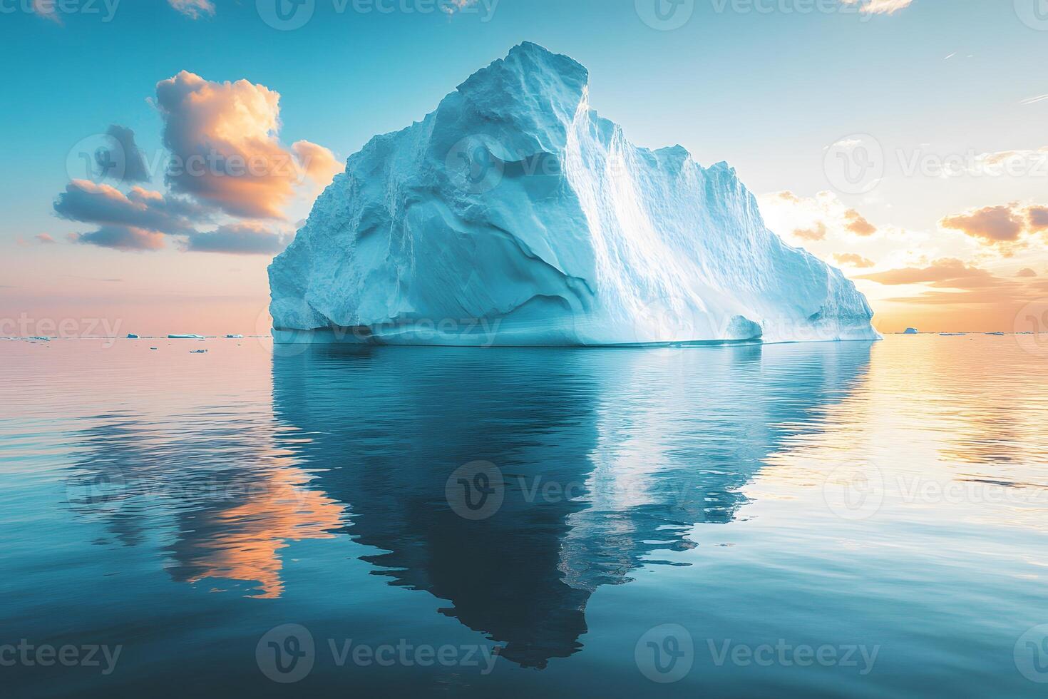 Majestic Iceberg Reflections at Sunset in Tranquil Arctic Waters photo