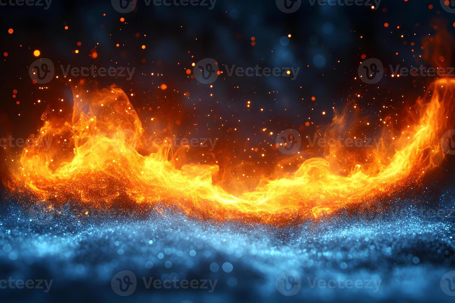 Fiery Abstract Art of Glowing Flames and Sparkling Embers Energy Concept for Dynamic Design photo