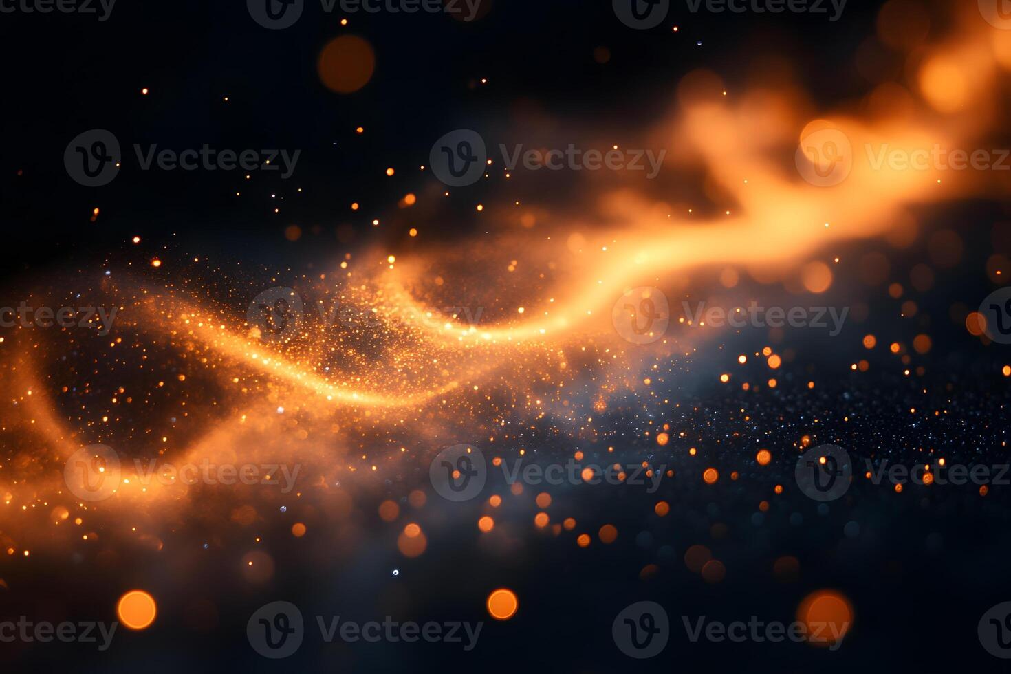 Glowing Abstract Energy Wave with Orange Sparkles for Digital Artwork and Background Design photo