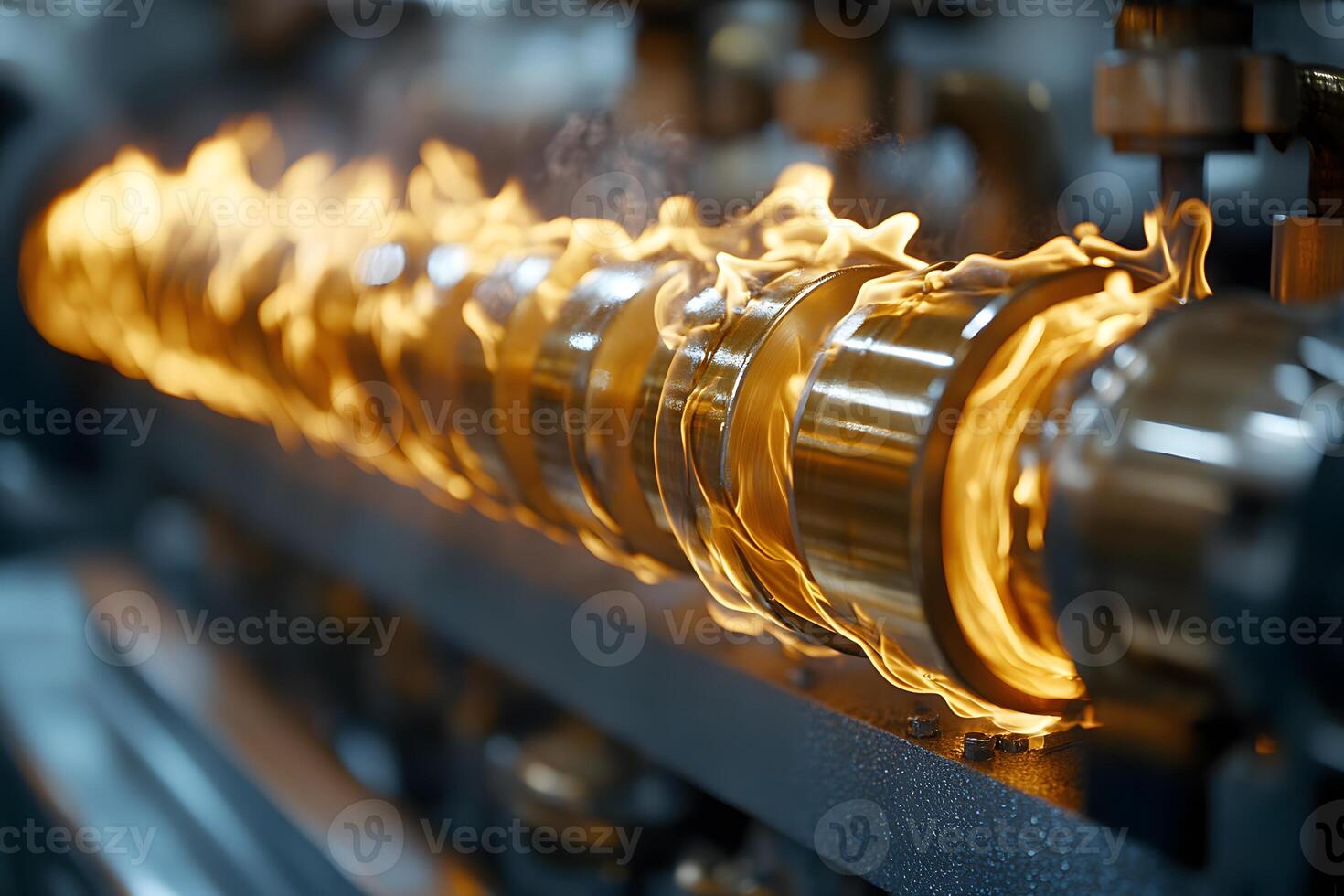 Engineering Precision and Innovation in Action with Flames and Metallic Components photo