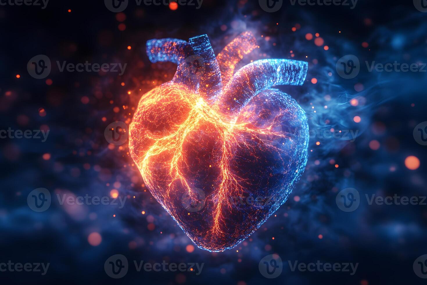 Digital Heart Anatomy with Dual Hues - Medical Illustration for Educational Use photo