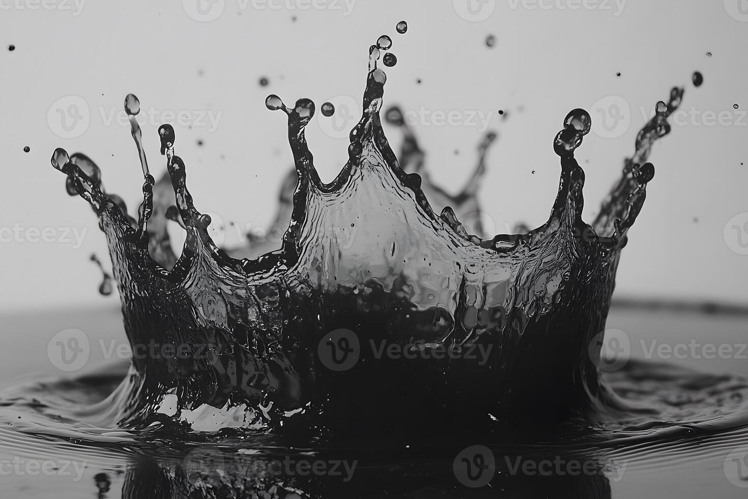 Dynamic Water Splash Crown in Monochrome for Creative Design and Abstract Art photo
