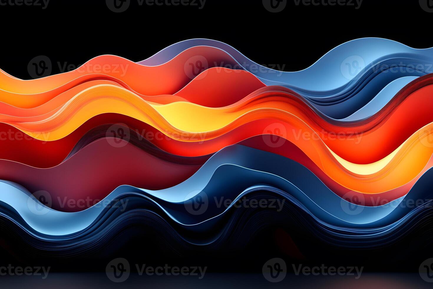 Abstract Wave Forms in Vibrant Red, Yellow, and Blue Tones for Modern Design photo