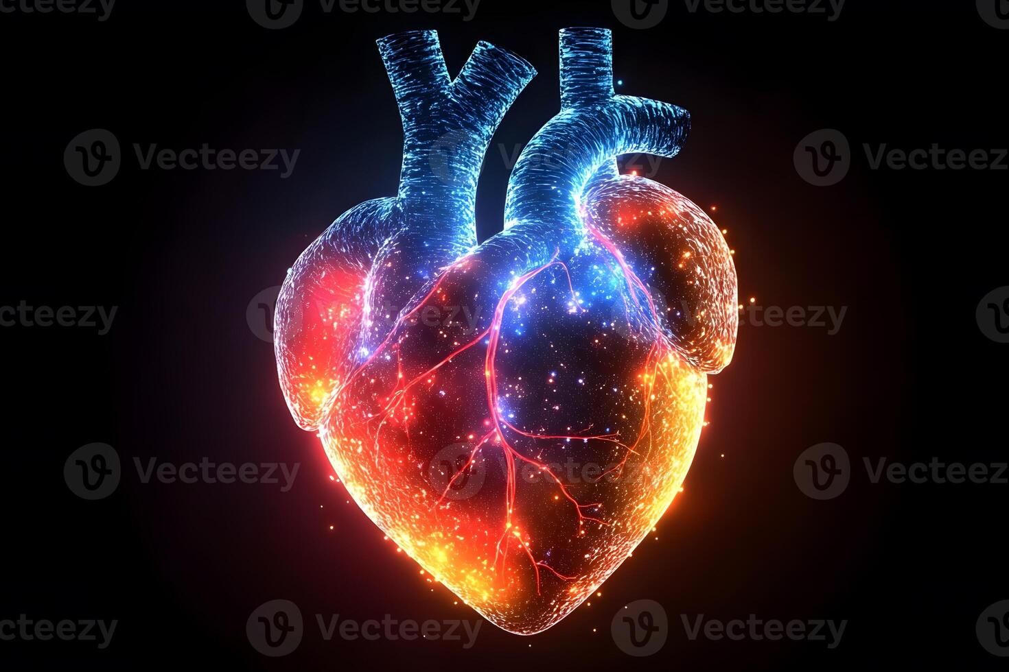 Glowing Neon Heart Illustration Highlighting Cardiovascular Health and Medicine photo