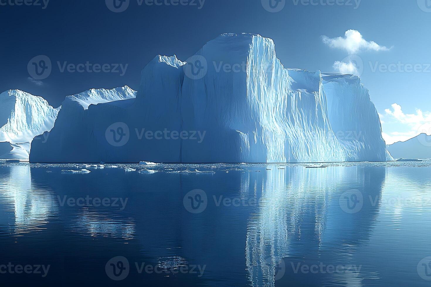 Majestic Arctic Iceberg Reflecting in Calming Ocean Waters - Nature's Serenity and Splendor photo