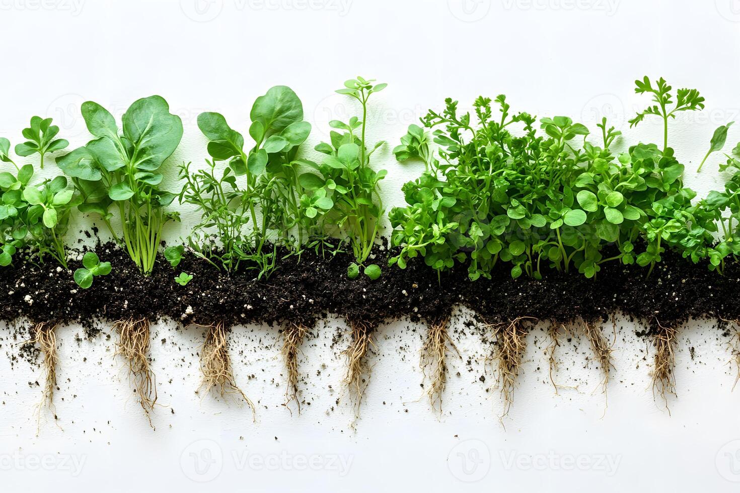 Concept of Fresh Organic Herb Growth with Visible Roots for Gardening and Culinary Inspiration photo