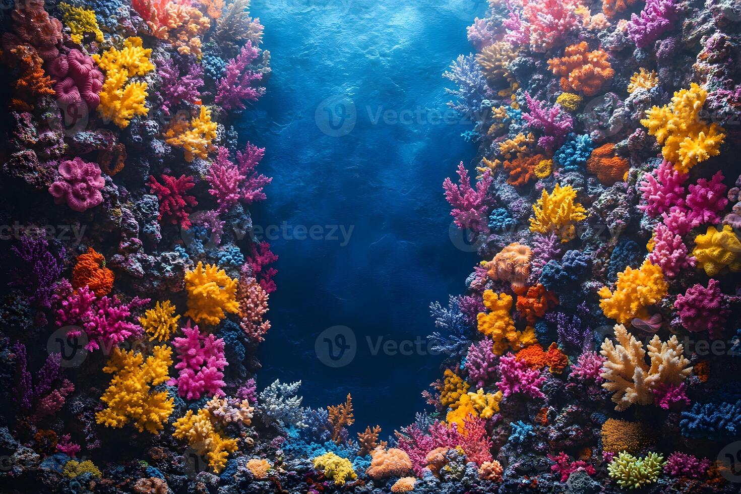 Vibrant Coral Reef Underwater Scene with Colorful Marine Life for Nature and Ocean Conservation Art photo