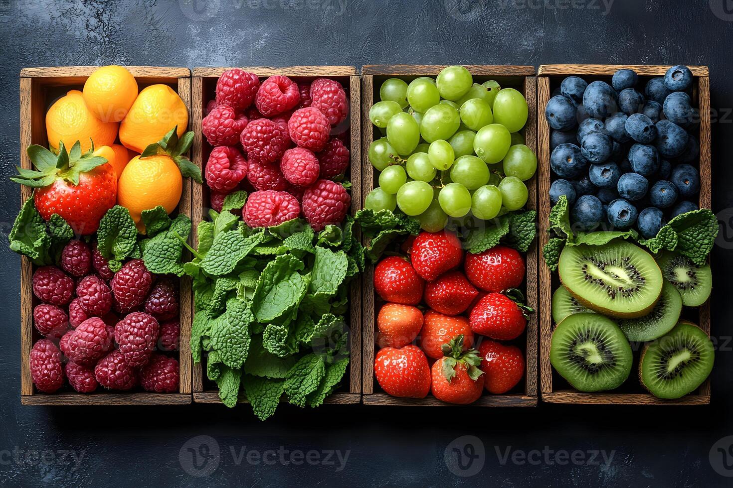 Colorful Arrangement of Fresh Fruits and Greens for Healthy Living and Visual Appeal photo