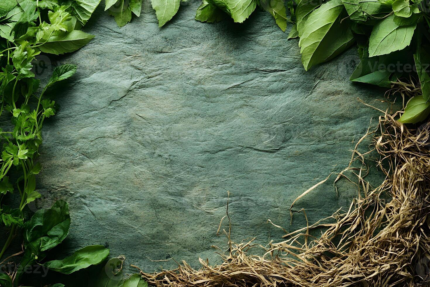 Nature-Inspired Green Leaf and Grass Border Design for Backgrounds and Textures photo
