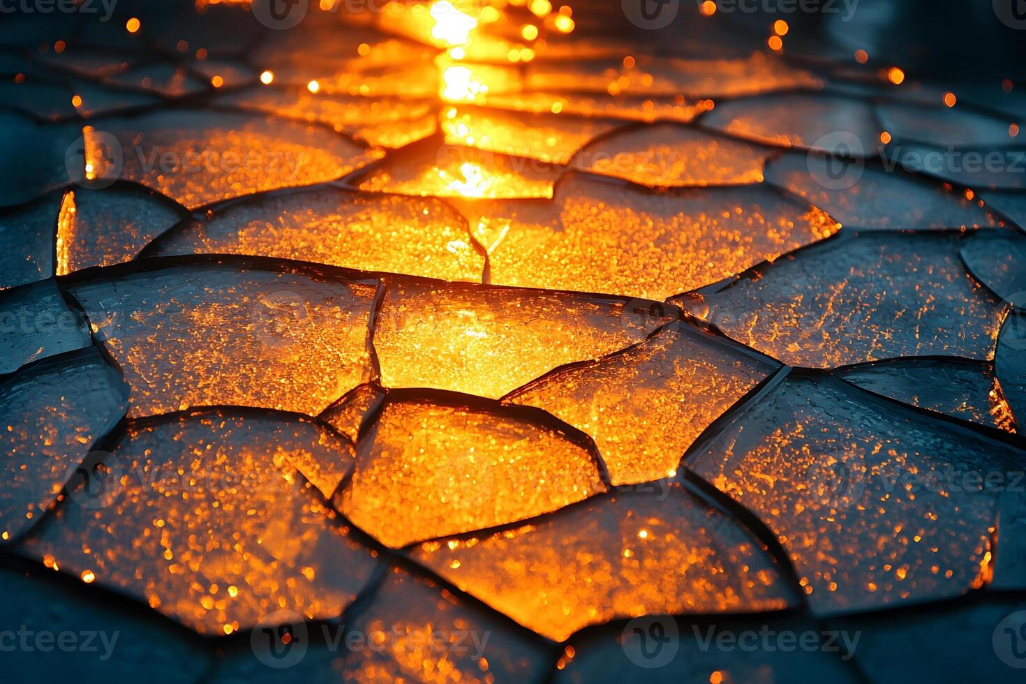 Abstract Ice Patterns with Golden Light Reflections - Winter Design for Print or Poster photo