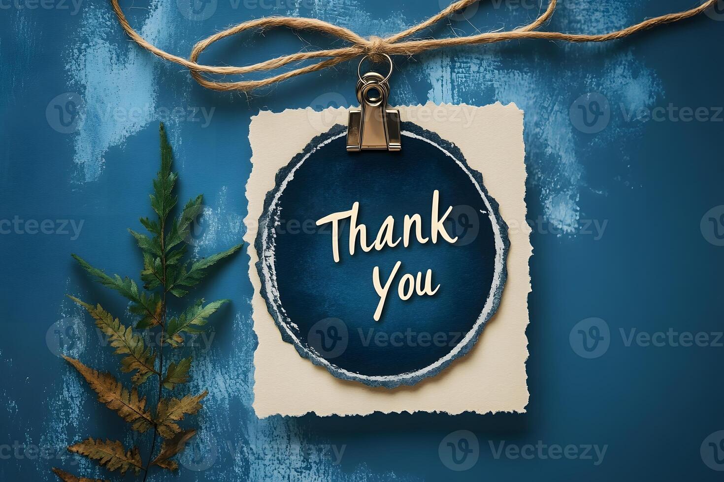 Rustic Thank You Card Design with Ferns and Natural Twine for Elegant Invitations photo