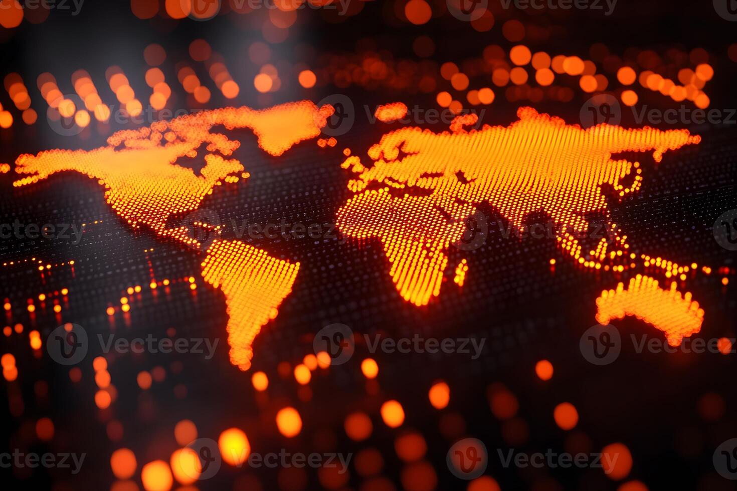 Futuristic Digital World Map Visualization for Technology and Innovation photo