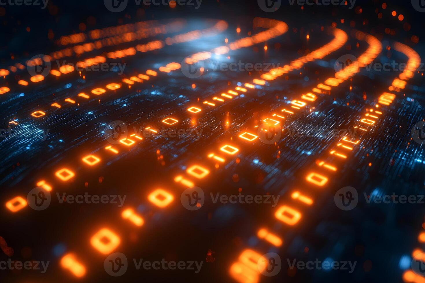 Futuristic Digital Data Stream in Binary Code for Technology Design Projects photo