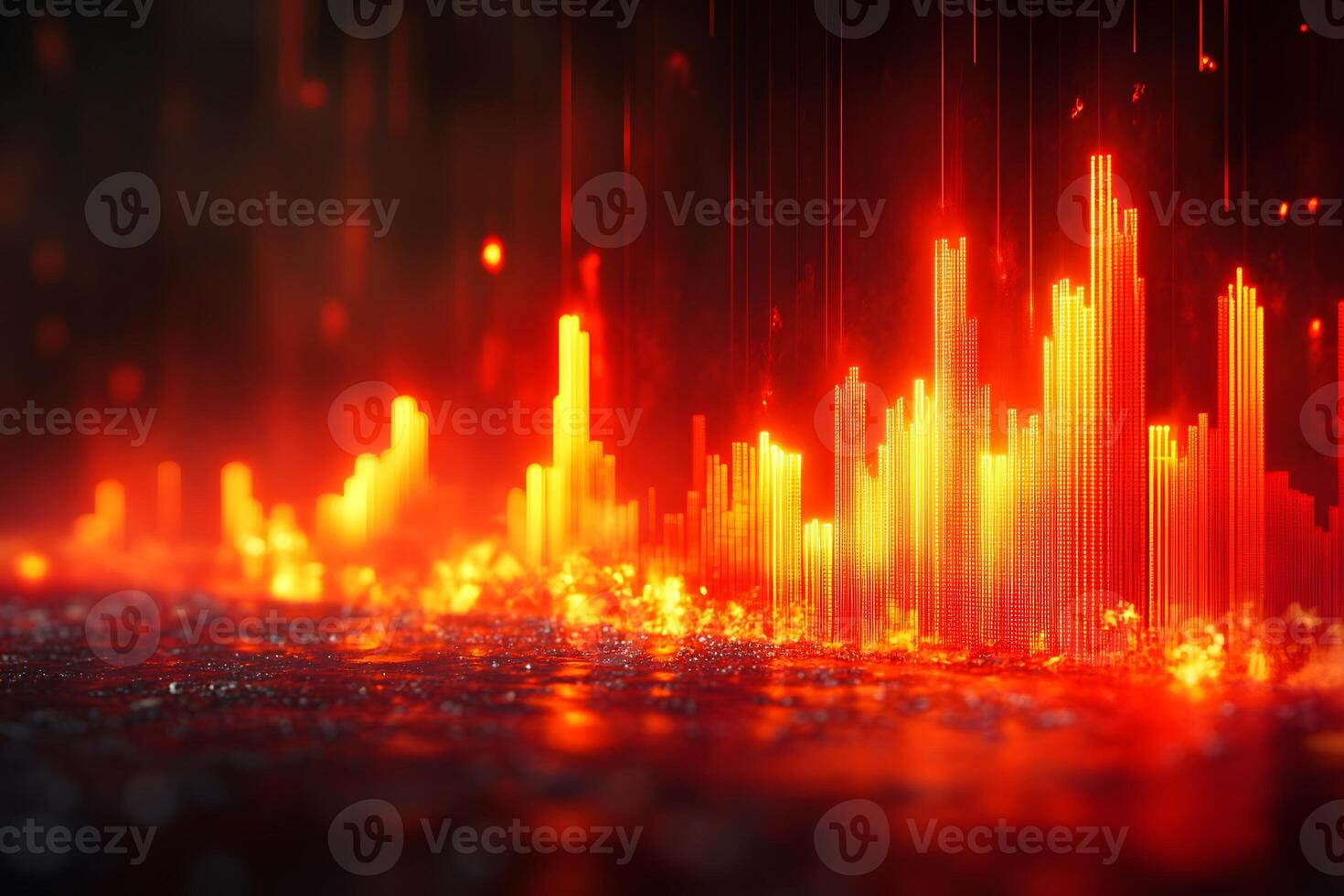 Abstract Digital Data Visualization with Fiery Light Effects for Futuristic Designs photo