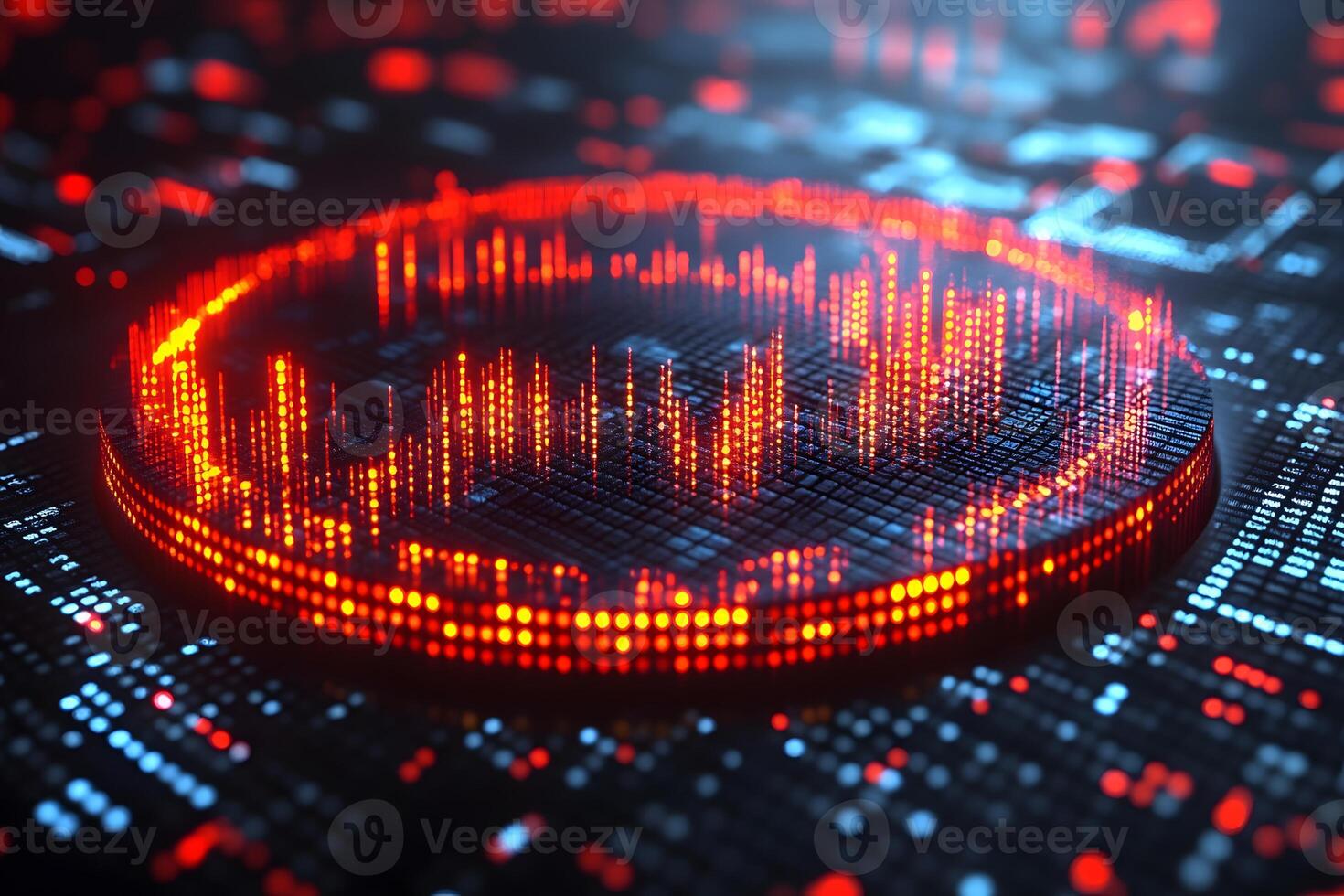 Digital Sound Wave in 3D Circular Display for Audio Technology Visualization photo