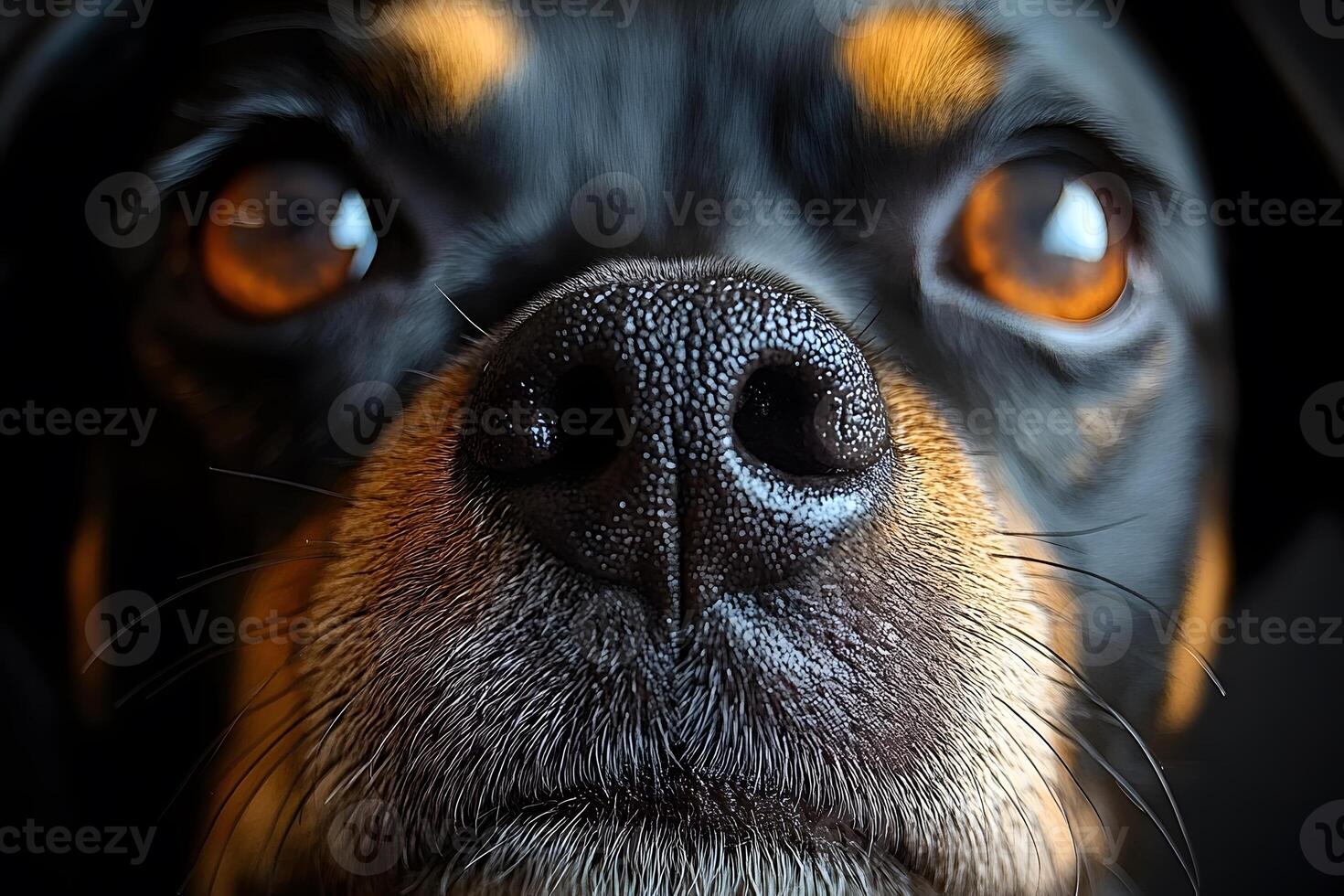 Close-Up Portrait of a Dog's Face Highlighting Expressive Eyes and Nose Details photo