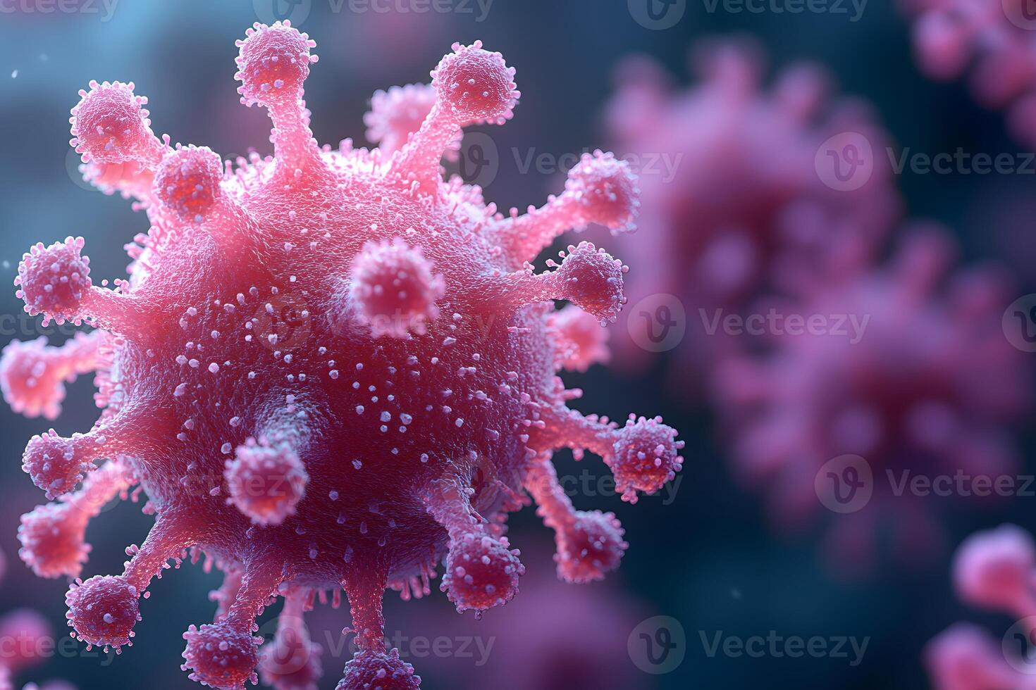 Close-Up of Virus Structure for Scientific and Educational Use photo