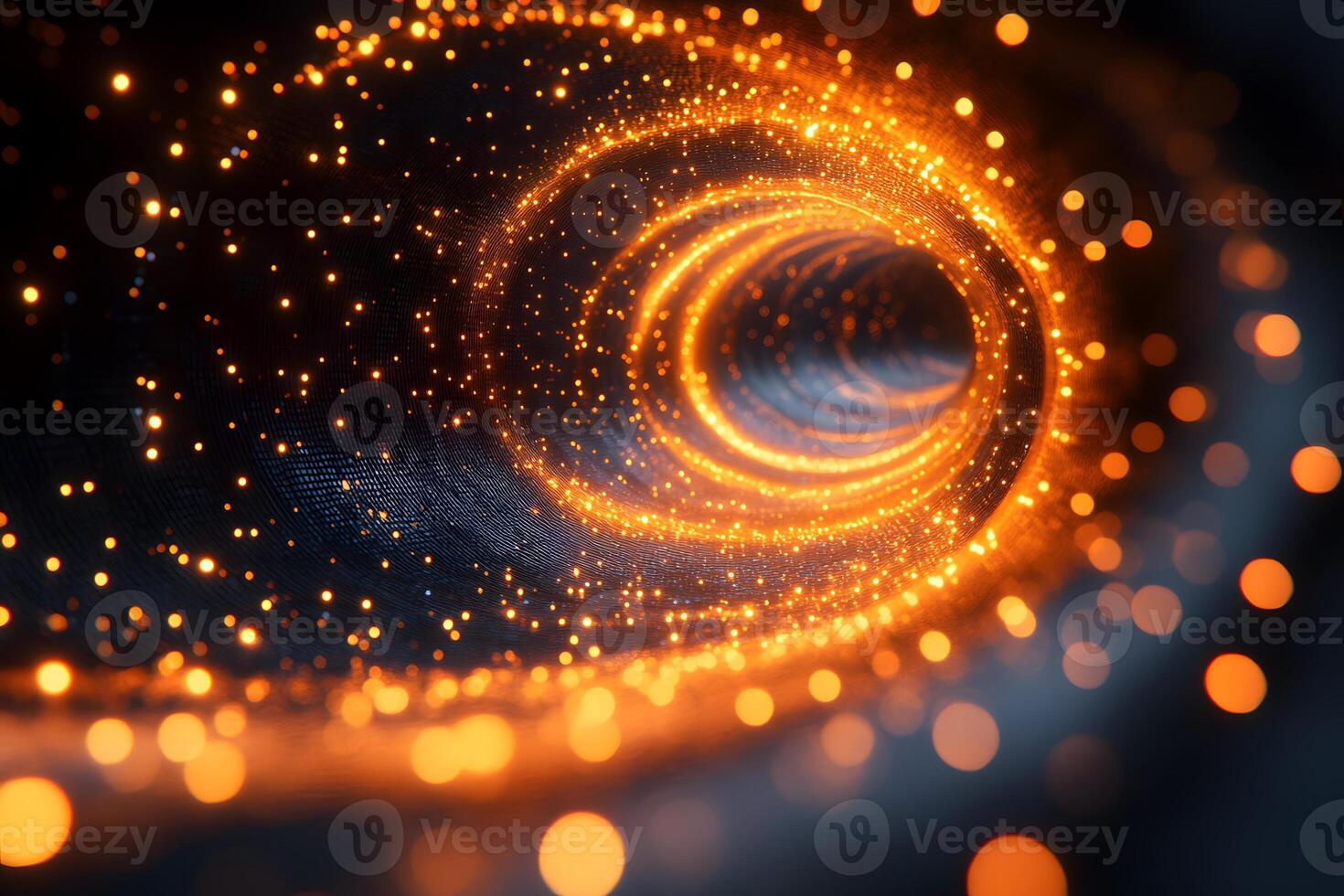 Glowing Spiral Vortex with Dynamic Particle Swirl for Futuristic Digital Design photo