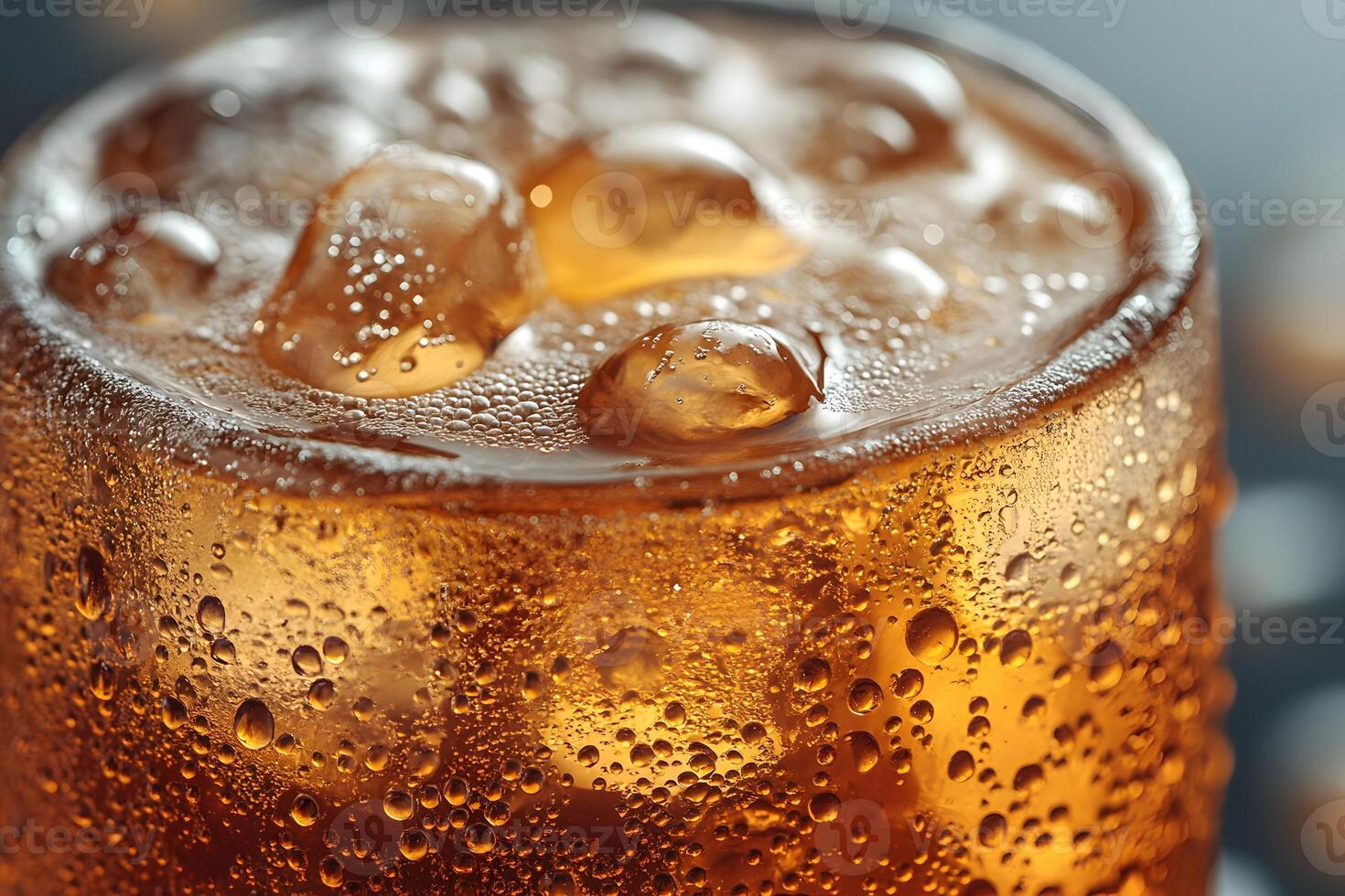 Refreshing Cold Soda with Ice Cubes and Bubbles - Perfect for Summer Quench photo